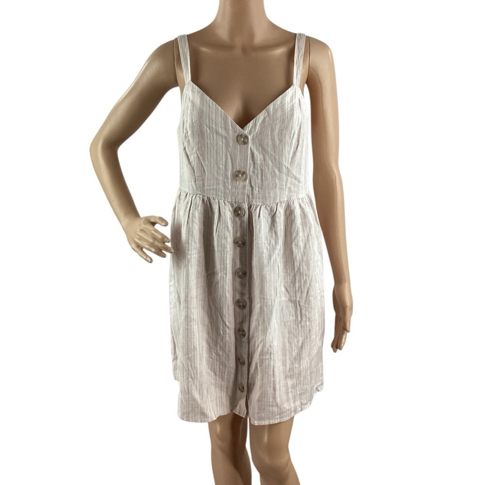 Gentle Fawn Maui Button Front Linen Blend Dress Terracotta Stripe M
